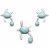 Natural Larimar Turtle .925 Sterling Silver Earrings - Image 2